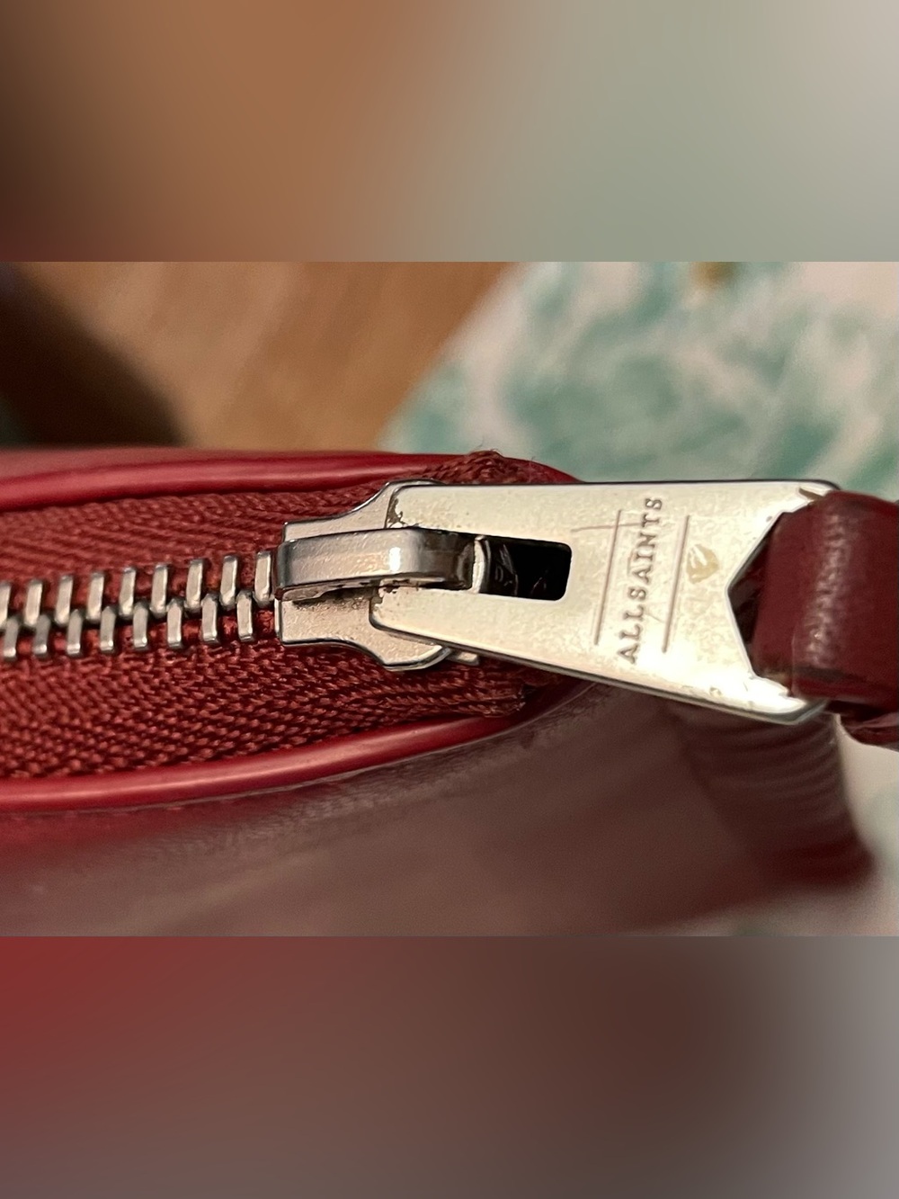 Allsaints Burgundy Leather Pouch - Picture 5 of 8